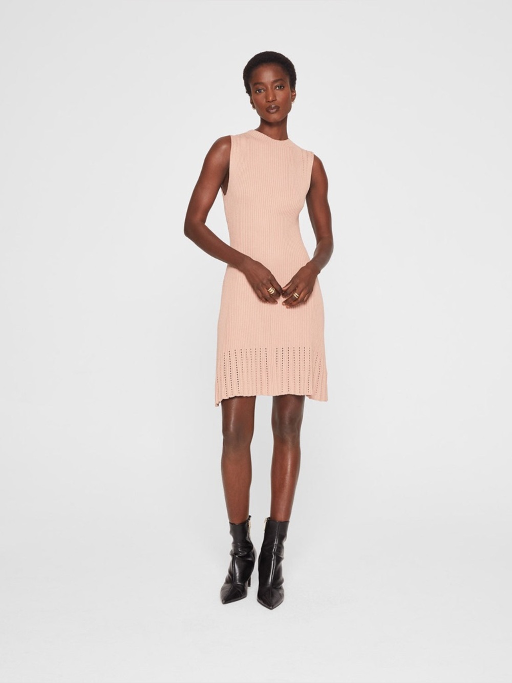 Club Monaco Rose Sleeveless Ribbed Pointelle Dress - Picture 7 of 7